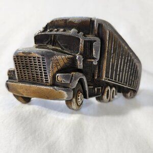 VTG The Great American Chicago Truck Brass Belt Buckle #240 Semi-Truck Trailer